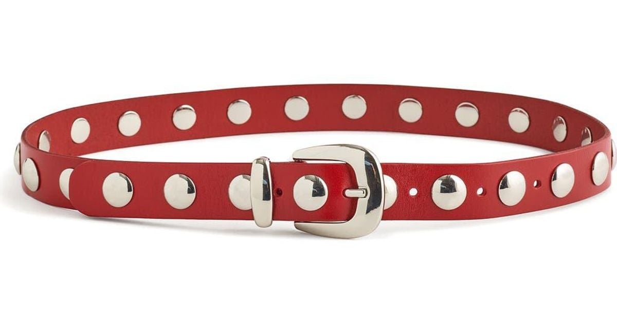 Madewell Studded Western Leather Belt in Red | Lyst