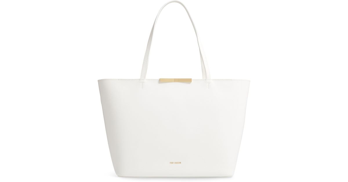 bow detail leather shopper bag
