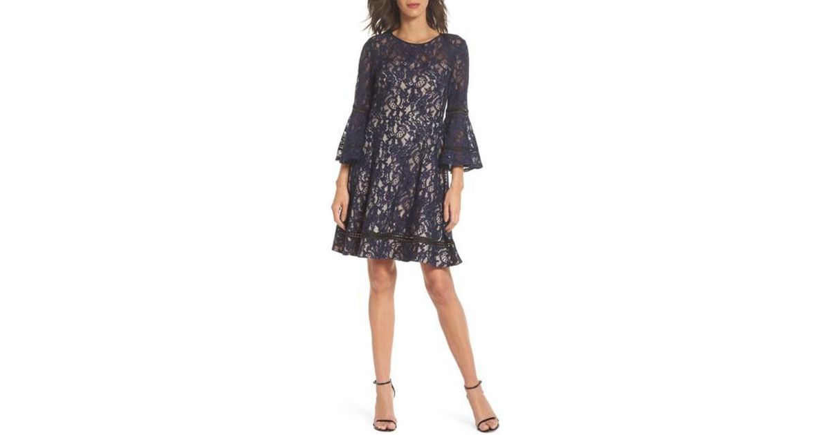 eliza j lace fit and flare dress