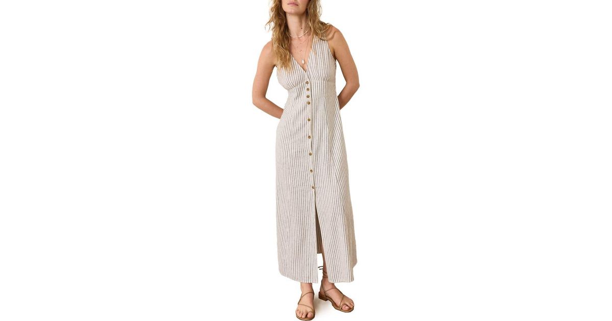Marine Layer Camila Stripe Button Front Hemp Blend Maxi Dress in Natural |  Lyst