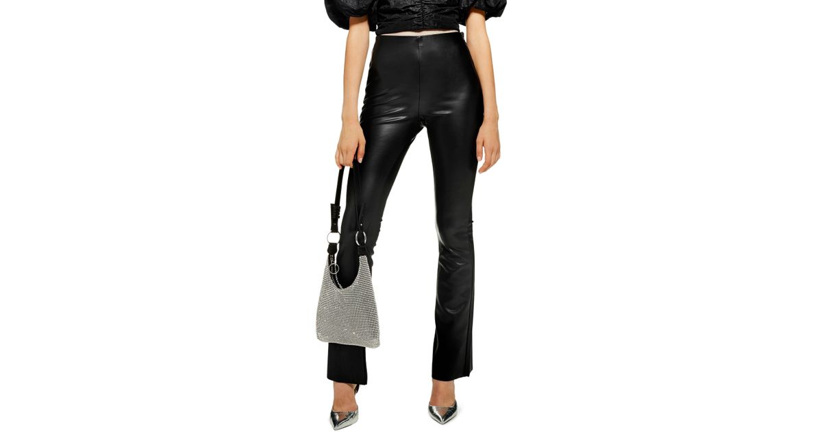topshop faux leather flare pants