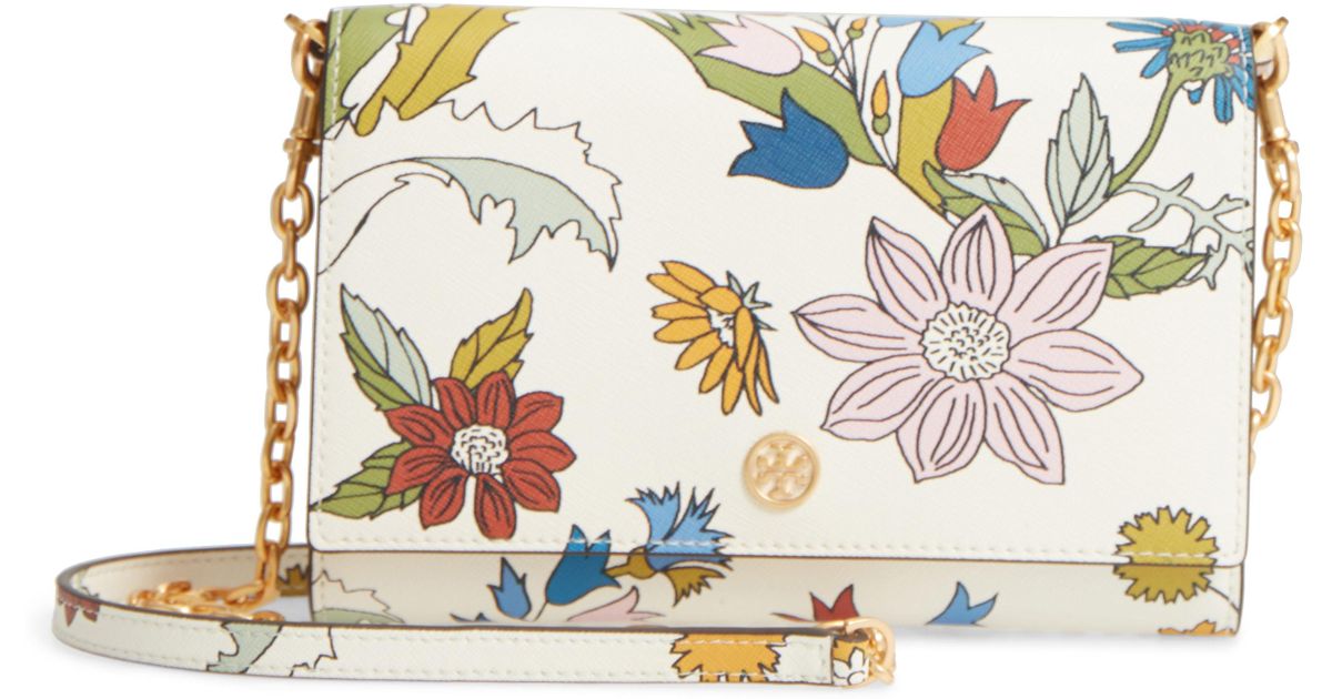 Tory Burch Robinson Floral Chain Wallet Lyst