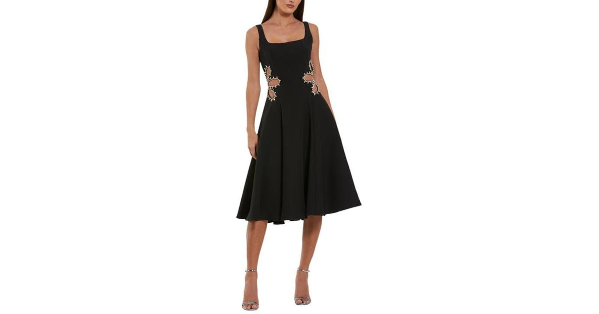 sachin and babi light blue dress Classy Black Cocktail Dress Mac Duggal Sleeveless Crepe Rhinestone Cutout  Midi Dress In Black Lyst