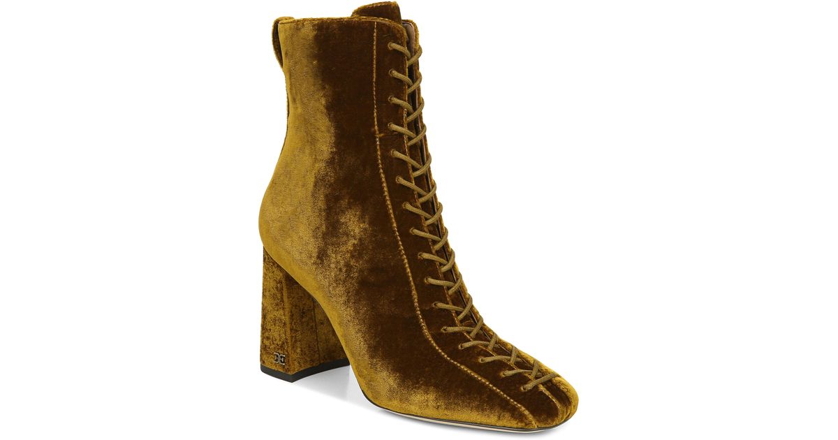 carney lace up velvet booties