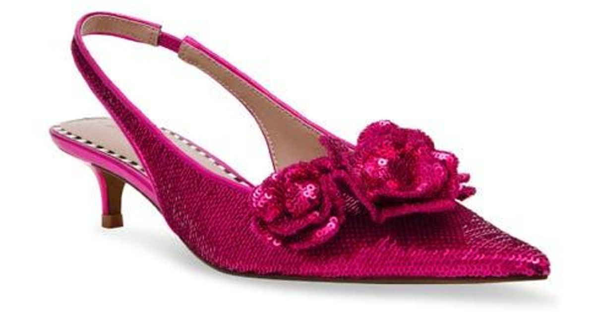 Betsey Johnson Aurorra Slingback Pointed Toe Kitten Heel Pump in Pink
