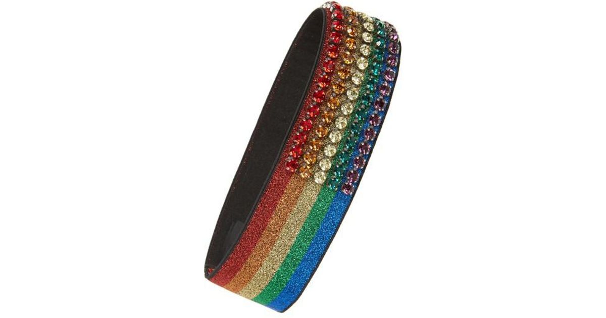 Gucci Webby Rainbow Crystal Headband - Lyst