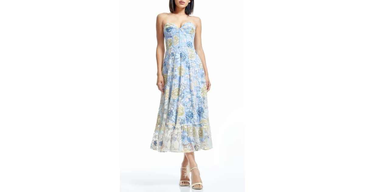 Dress the Population Carina Sequin Appliqu Midi Dress in Blue | Lyst Dress the Population Carina Sequin Appliqu Midi Dress in Blue | Lyst