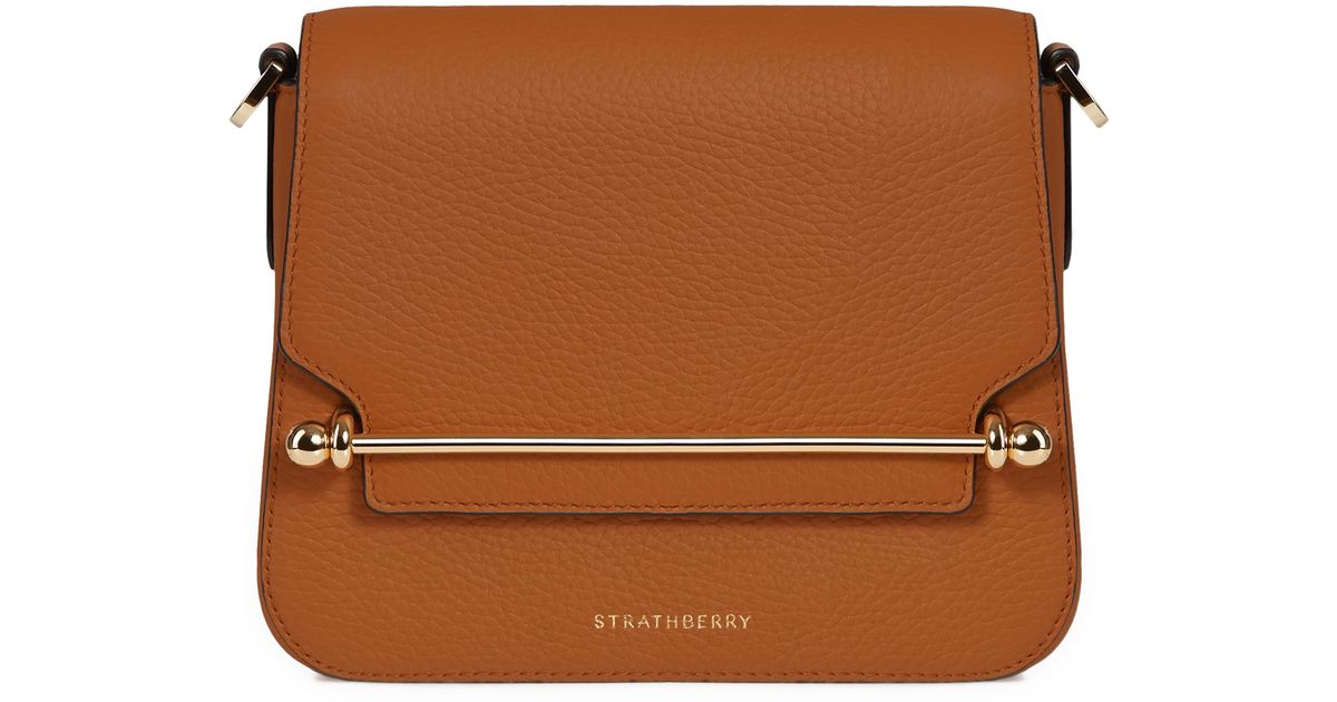 Strathberry Ace Mini Leather Crossbody Bag in Brown | Lyst