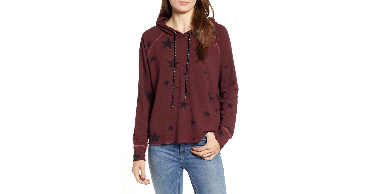 sundry star print crop hoodie
