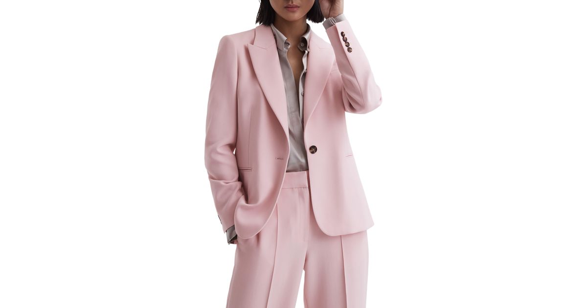 Reiss Marina Peak Lapel Blazer in Pink Lyst