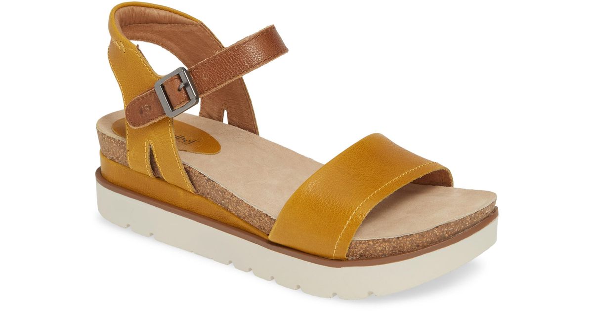 Josef Seibel Clea 01 Platform Sandal in Yellow Leather (Brown) - Lyst