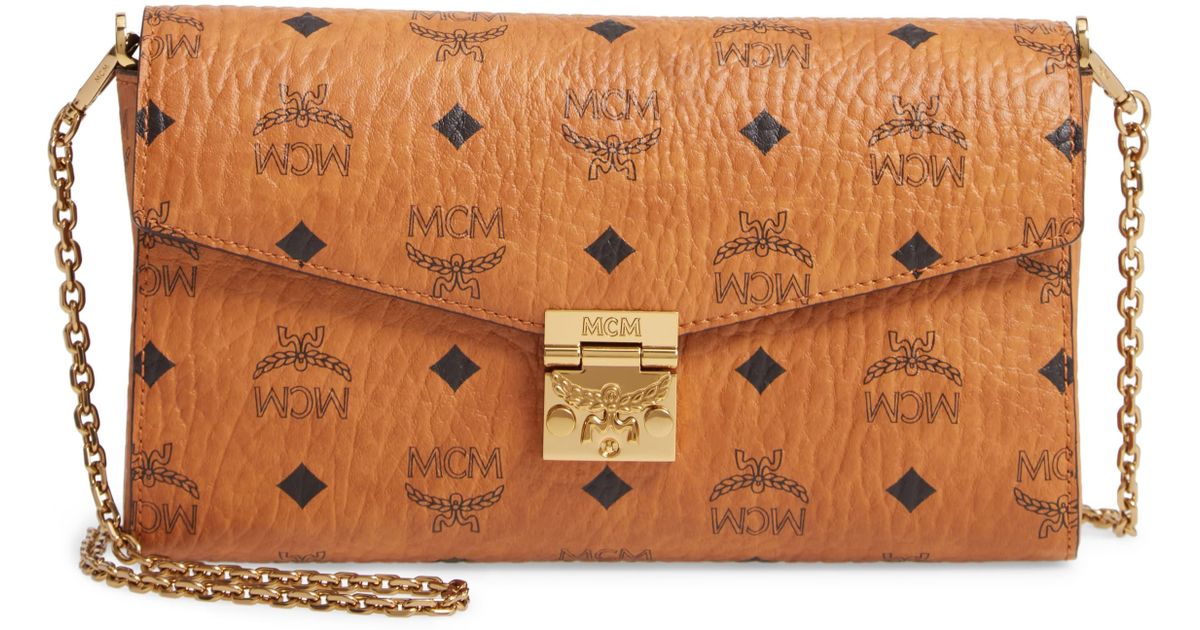 MCM Millie Monogrammed Leather Crossbody Bag in Brown | Lyst