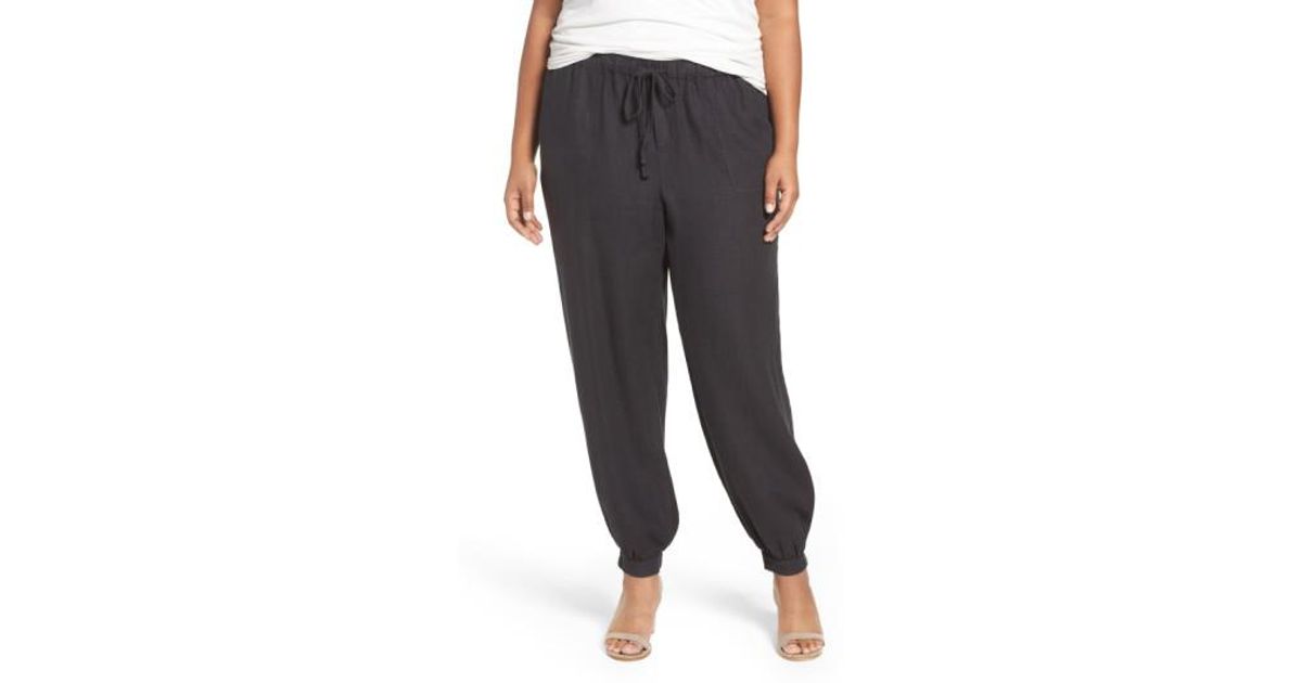 black linen joggers