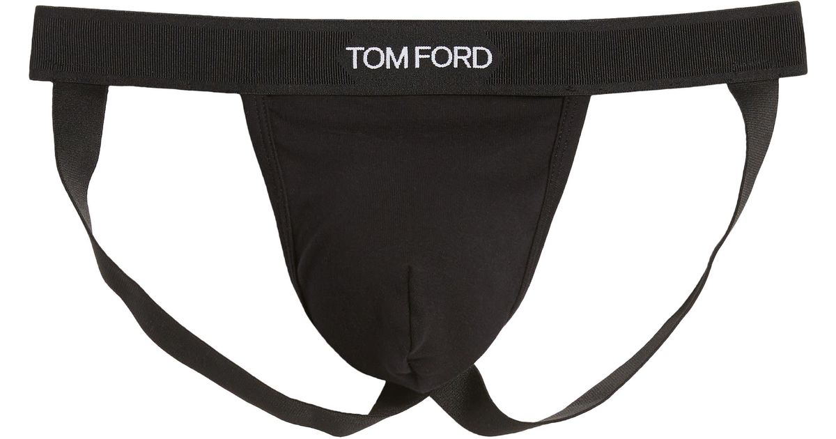Tom Ford Logo Jacquard Stretch Cotton Jock Strap in Black for Men | Lyst