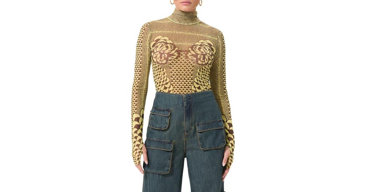 AFRM Zadie Semi Sheer Turtleneck in Blue Lyst
