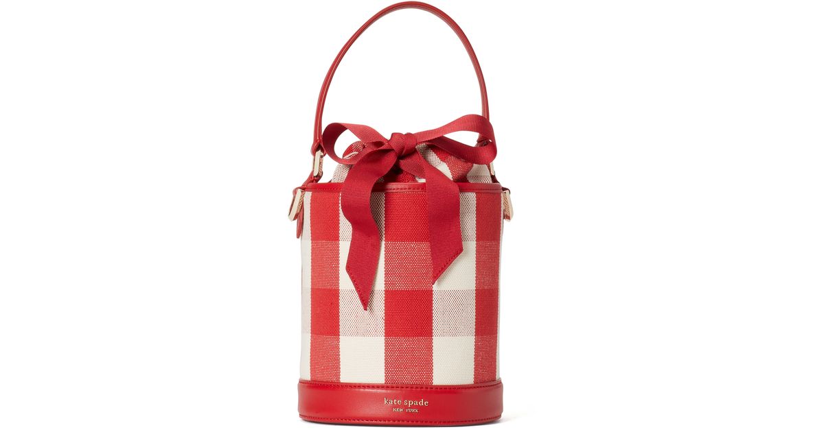 Kate Spade Picnic Gingham Bucket Bag in Red Lyst