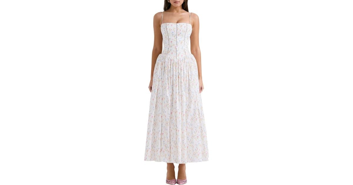 house of cb ysabella floral maxi dress House OF CB Ysabella Floral-Print Stretch-Cotton Midi Dress