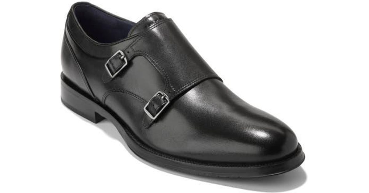 Cole Haan Carnegie Monk Strap Loafer in Black for Men | Lyst
