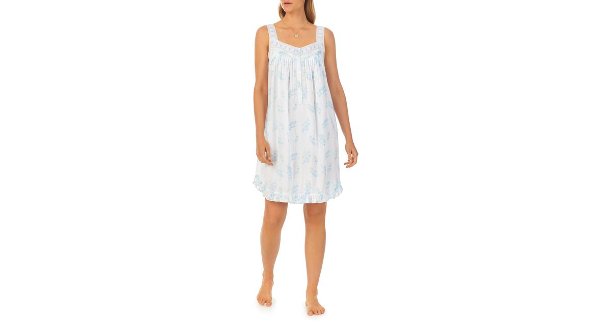 Eileen West Sleeveless Cotton Lawn Short Nightgown in White Lyst