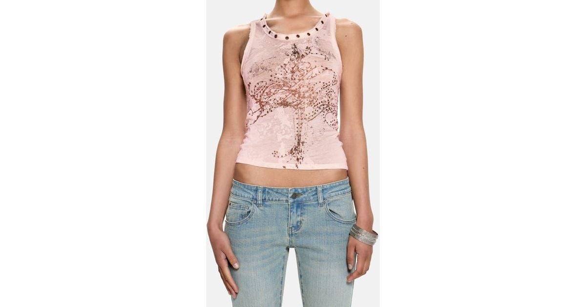 Jaded London Ramona Burnout Vest Top in Blue | Lyst