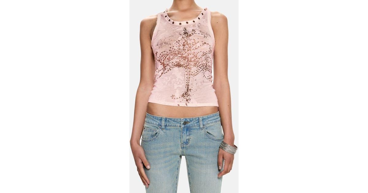 Jaded London Ramona Burnout Vest Top in Blue | Lyst