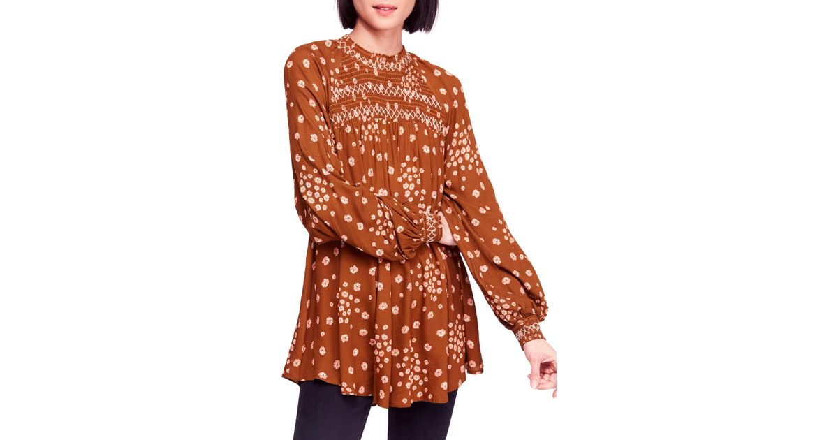 free people flowers in her hair smock detail tunic top