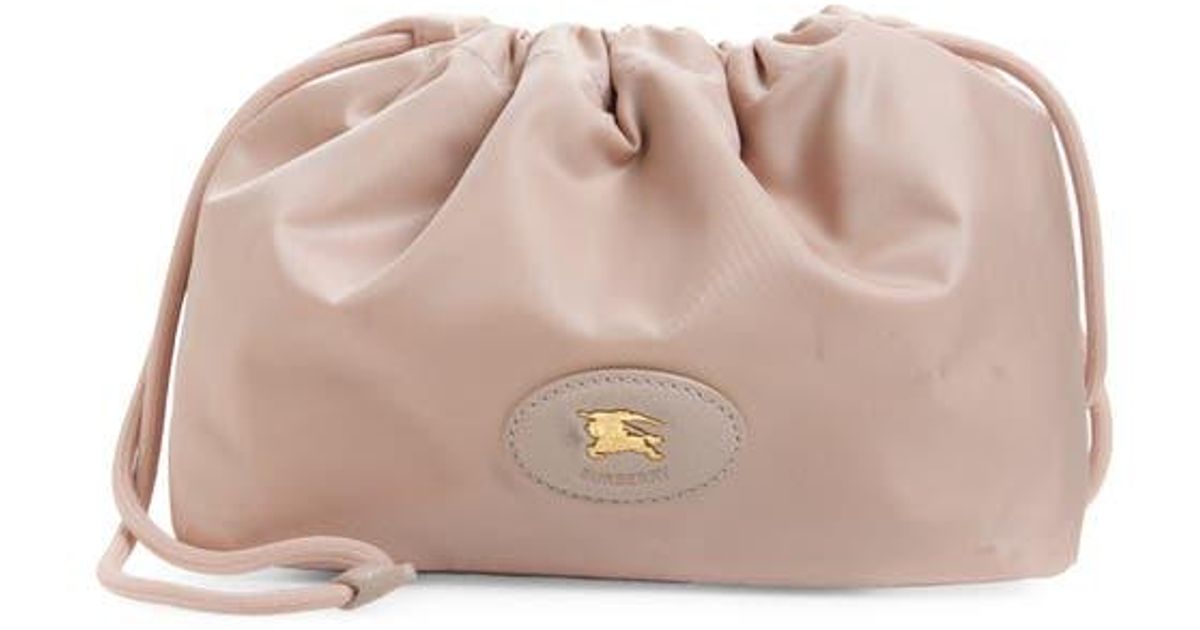 Burberry Horseshoe Reversible Drawstring Pouch in Pink | Lyst Burberry Horseshoe Reversible Drawstring Pouch in Pink | Lyst