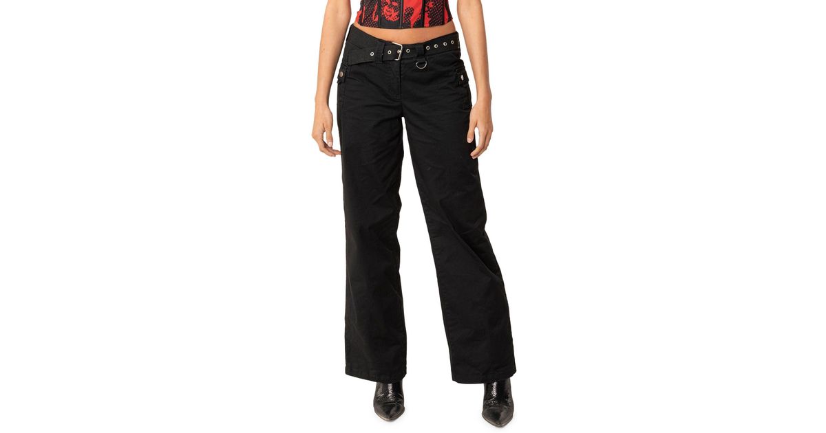 Edikted Low Rise Cargo Pants in Black Lyst