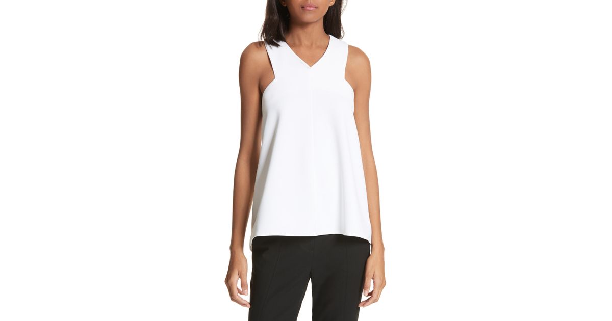 tibi structured crepe sleeveless blouse