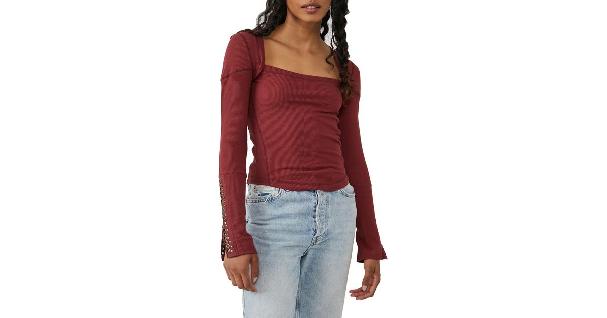 Free People A Little Unruly Long Sleeve Top in Red | Lyst