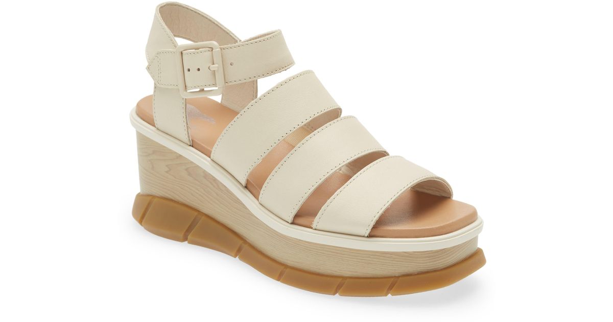 Sorel Leather Joanie Iii Ankle Strap Wedge Platform Sandal in Natural ...