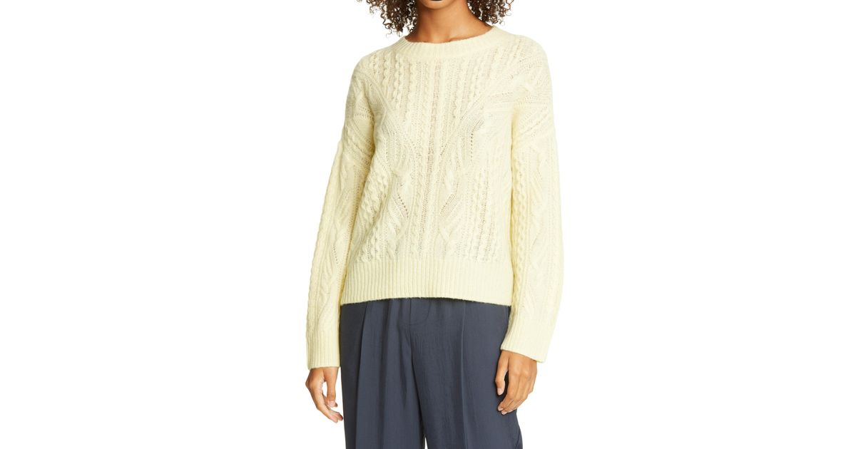 vince open knit cashmere cable crew