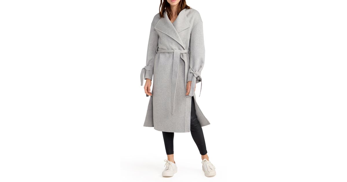 BELLE AND BLOOM Head Over Heels Collarless Belted Wool Blend Coat in ...