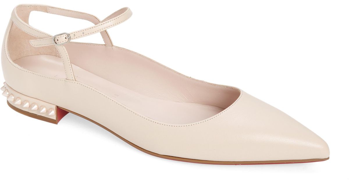 Christian Louboutin Conclusive Spike Pointed Toe Flat in Pink | Lyst