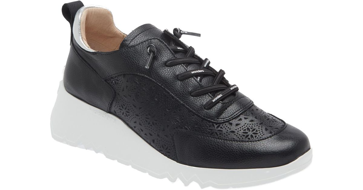 Wonders Platform Wedge Sneaker in Black | Lyst