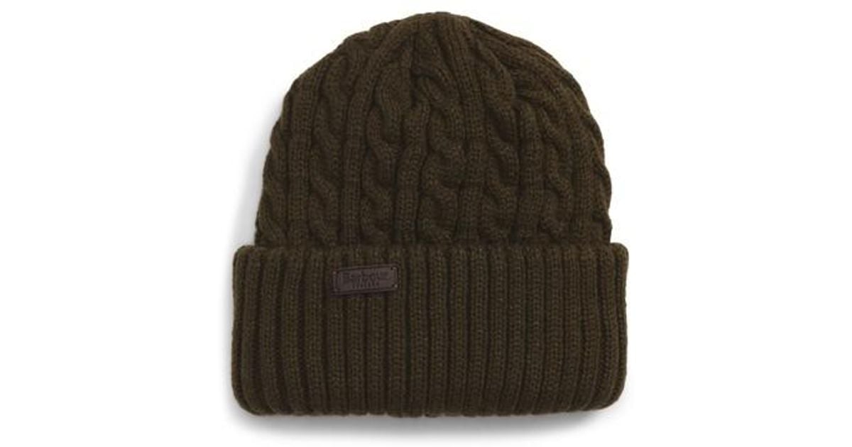 Balfron Cable Knit Beanie in Olive 
