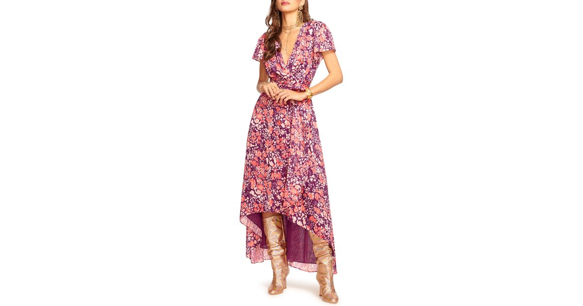 Ramy Brook Alina Floral Print High-low Maxi Dress in Red | Lyst