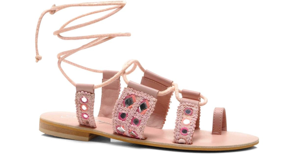 Free People Mantra Mirror Ankle Wrap Sandal in Pink | Lyst