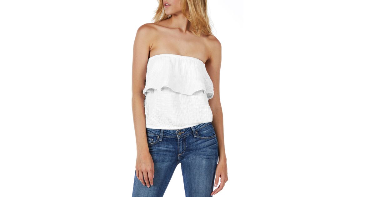 white ruffle tube top