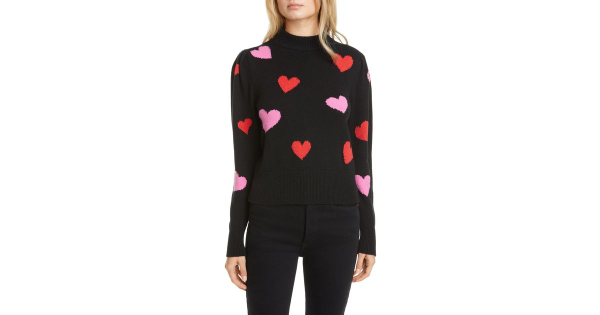 Kate Spade Cotton Hearts Mock Neck Sweater in Black - Save 15% - Lyst