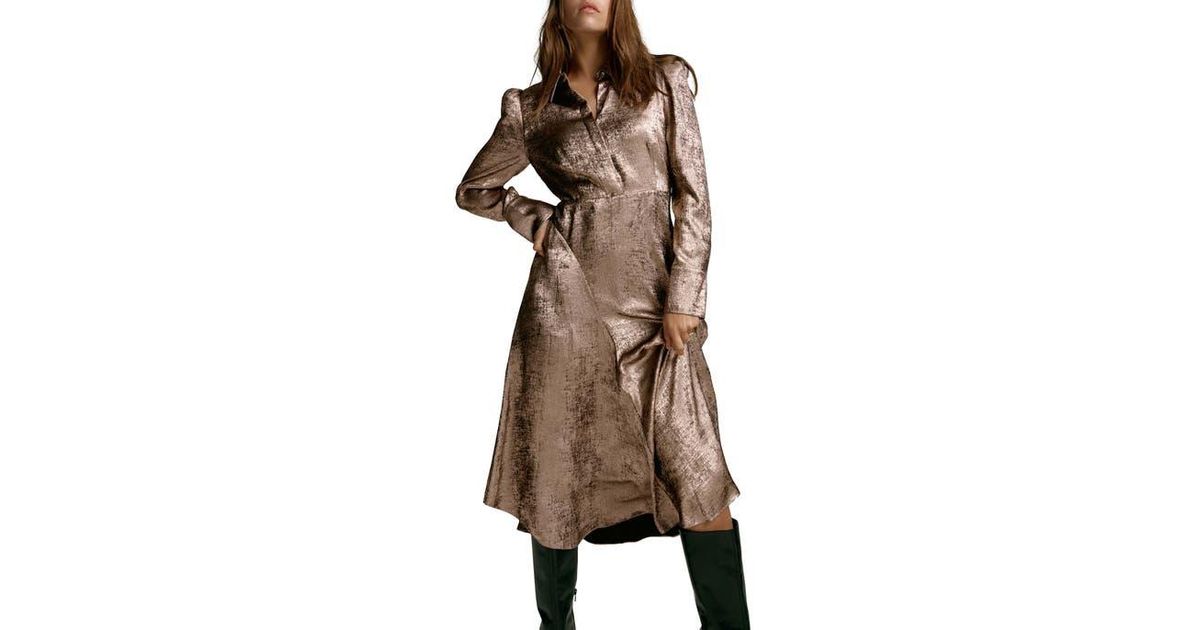 knee length dresses for ladies Navy Metallic Midi Dress  Mint Velvet
