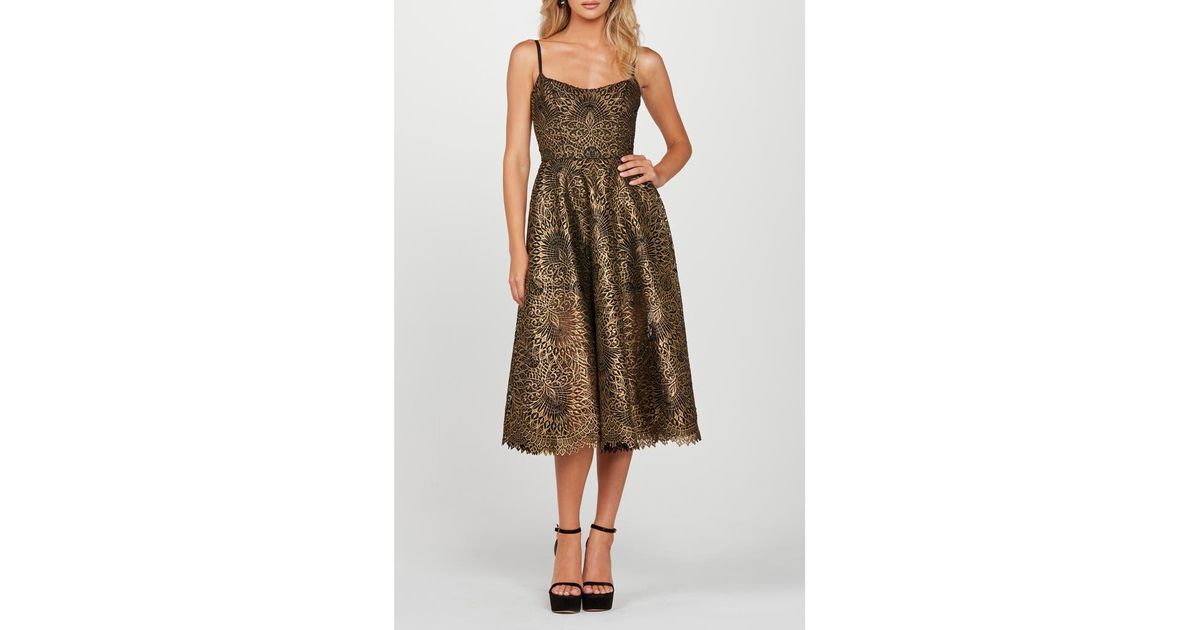 HELSI Taylor Metallic Lace Midi Cocktail Dress in Brown | Lyst HELSI Taylor Metallic Lace Midi Cocktail Dress in Brown | Lyst