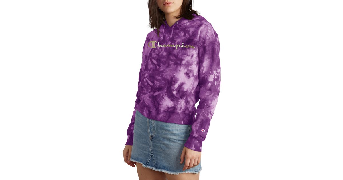 purple tie dye champion hoodie
