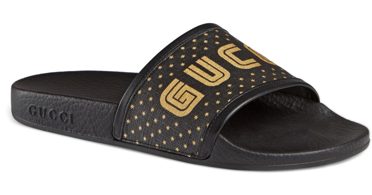 新品、未使用 クリスマスプレゼント 新作【GUCCI】Sideline slipper met logoprint ロゴプリント サンダル - ()  www.dream21-group.com