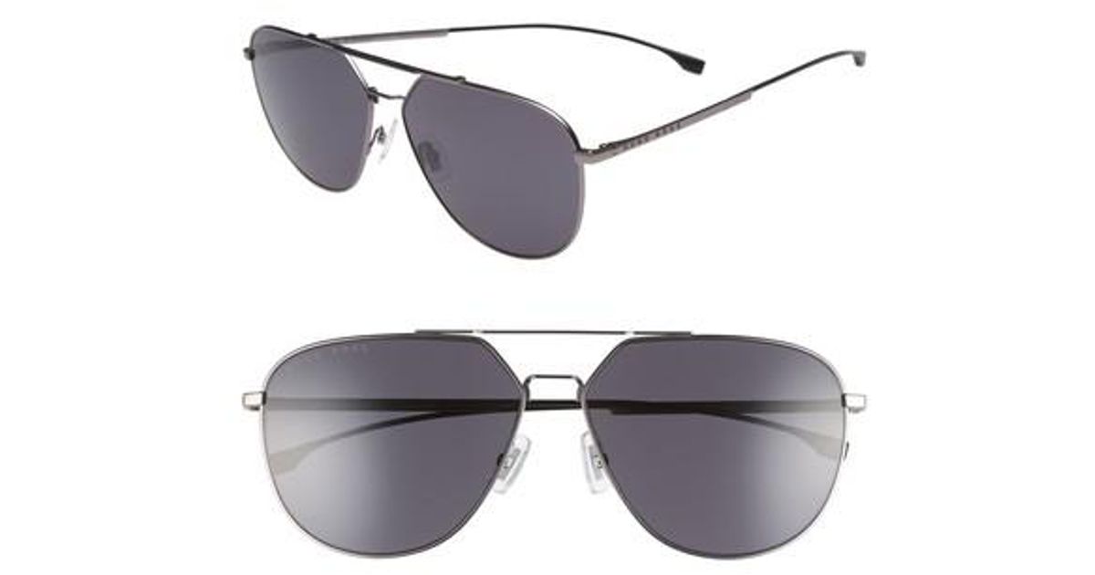 BOSS by Hugo Boss 63mm Polarized Aviator Sunglasses Smoke Grey/ Black
