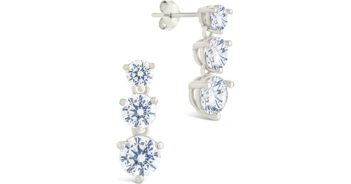 Sterling Forever Brilliant Cubic Zirconia Drop Earrings in Blue | Lyst