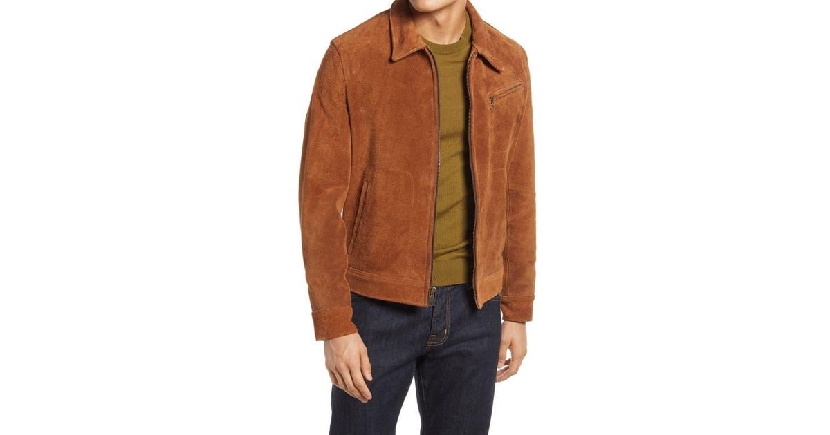 Schott Nyc Rough Out Suede Jacket in Brown for Men | Lyst