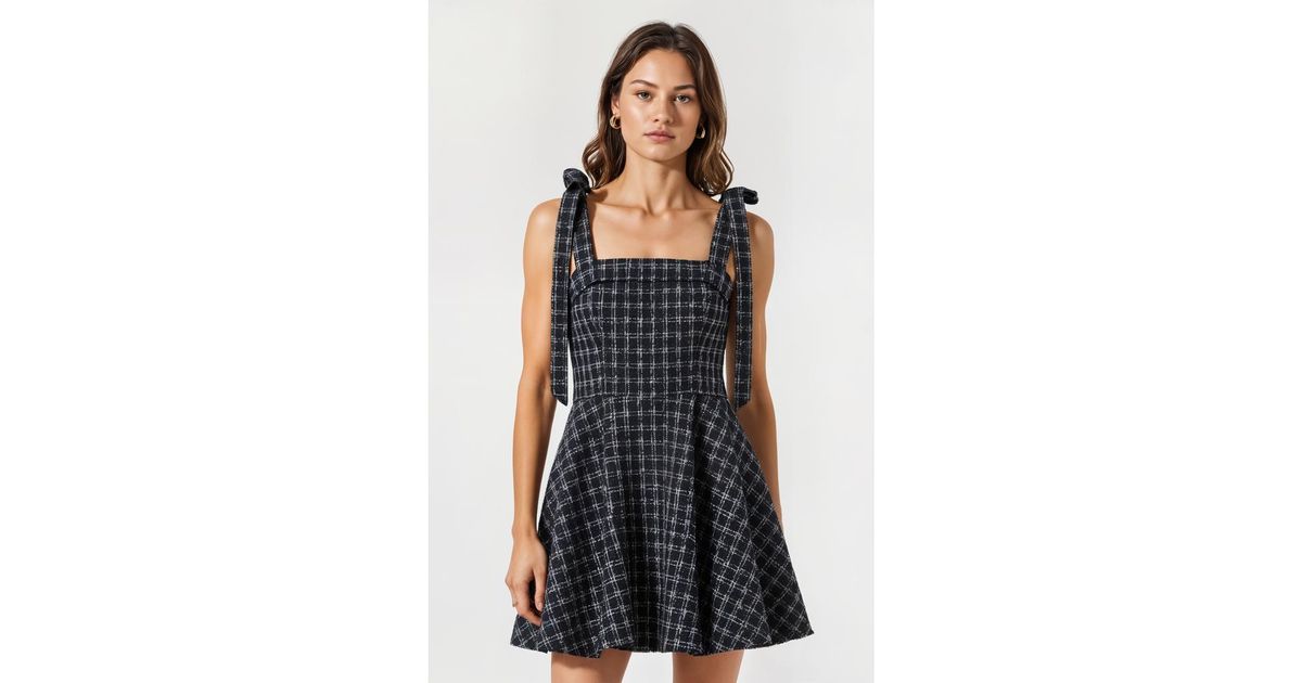 Plaid V-Neck Tie Front Mini Dress