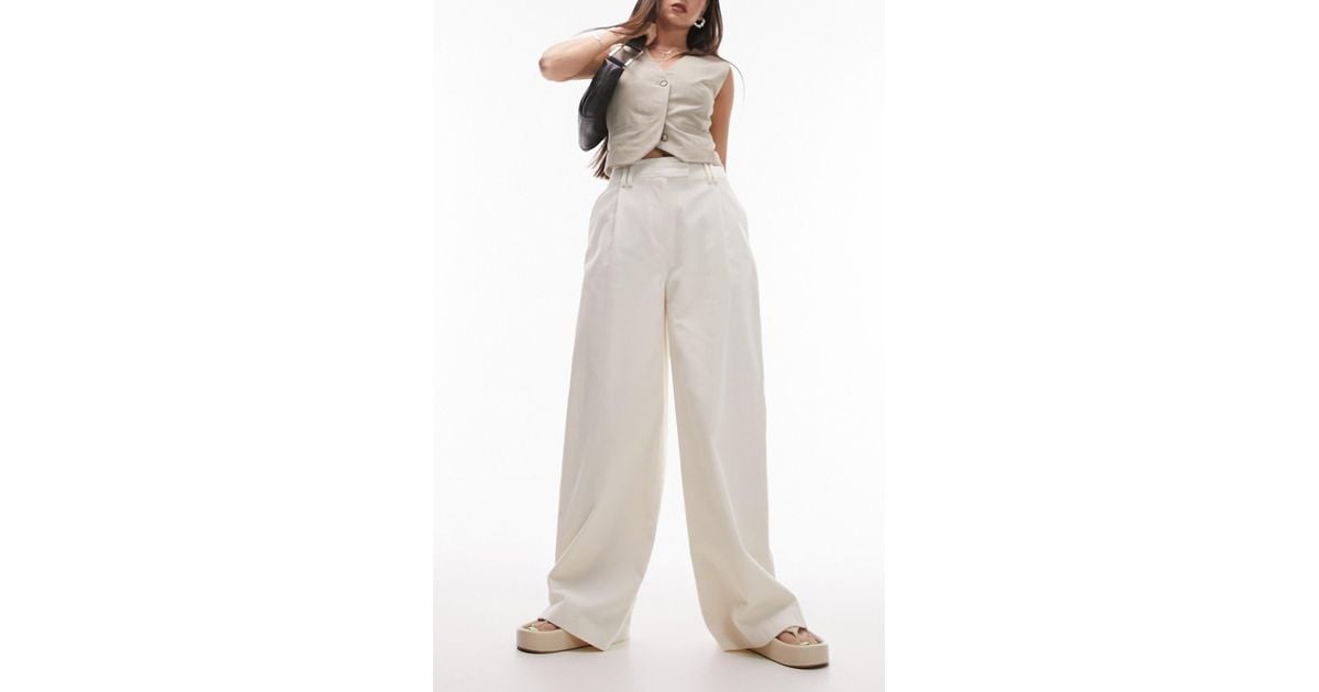 Topshop white shop wide leg trousers