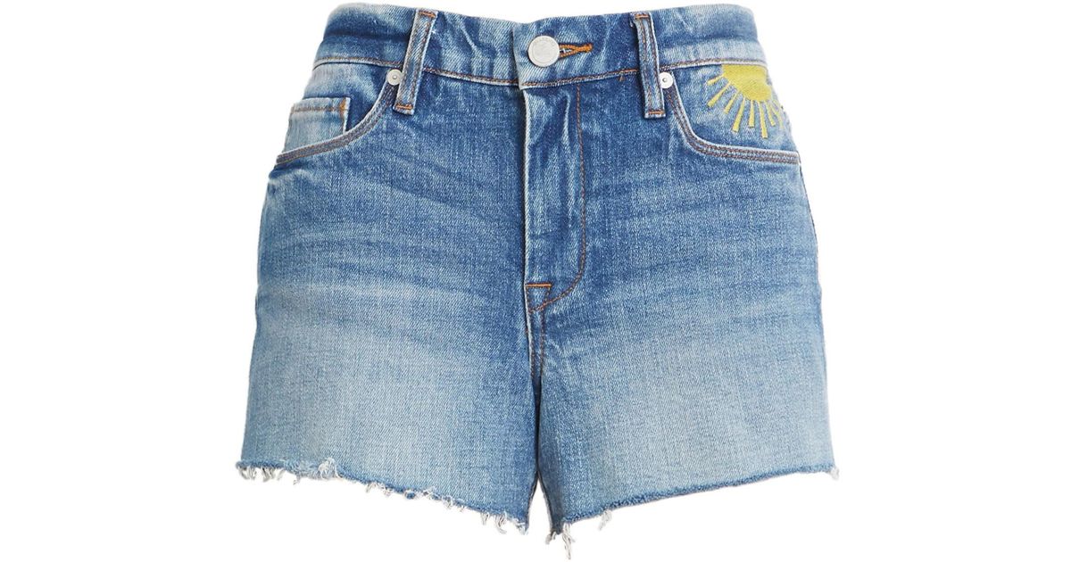 rainbow denim shorts